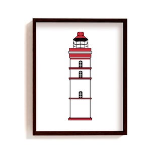 Framed lighthouse poster | coastal illustration art print | Maine wall decor | New England coast | lighthouse window digital drawing decor