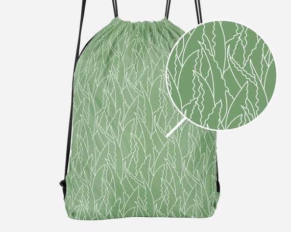 Aloe Vera Drawstring Bag | Botanical Plant Design | Nature  display picture 3