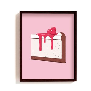 Framed berry cheesecake poster | retro berry cheesecake illustration print | dessert drawing | foodie wall art | kitchen food wall decor