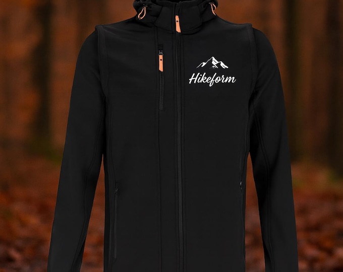 Hikeform Softshell Jacket Transformer Outdoor Jacket & Vest 2-in-1 Waterproof, Windproof and Breathable Hiking Jacket Autumn Camping