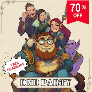 Custom DND PARTY, DnD Character art, DnD Commission, DnD party, Custom DnD Character, Dungeons and Dragons, DnD Campaign Gifts, dnd group