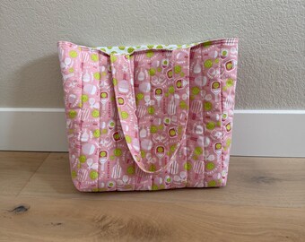 Pickleball Quilted Cotton Tote Bag