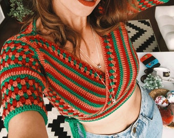 Cropped Top Olive - Crochet pattern