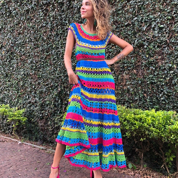 Long Crochet Dress - Etsy