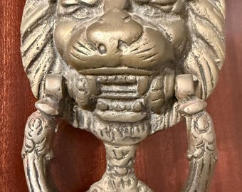 Vintage Brass/Bronze Lion Head Door Knocker, Mid-Century Hardware