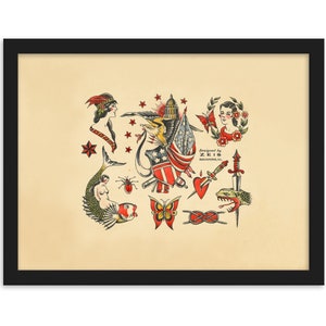 Traditional Tattoo Art | Vintage Tattoo Flash | Tattoo Print | Wall Art | Tattoo Designs