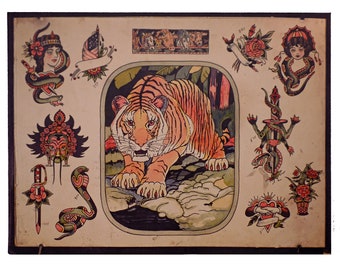 Vintage Tattoo Flash Print: Milton Zeis konstkollage från 1941