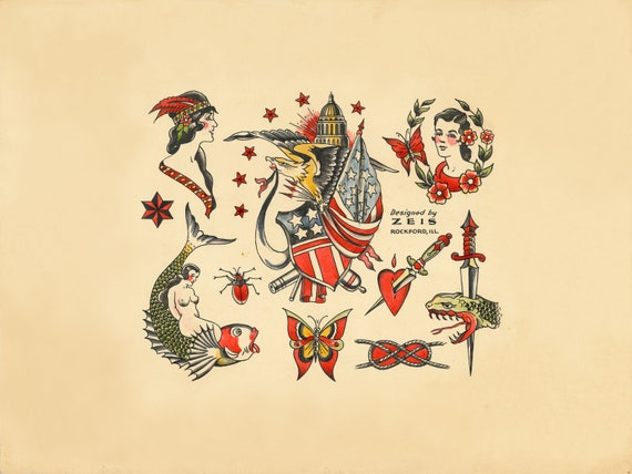 額縁 Old school tattoo FLASH graphic Old school tattoo flash 36032266 Vector Art at Vecteezy