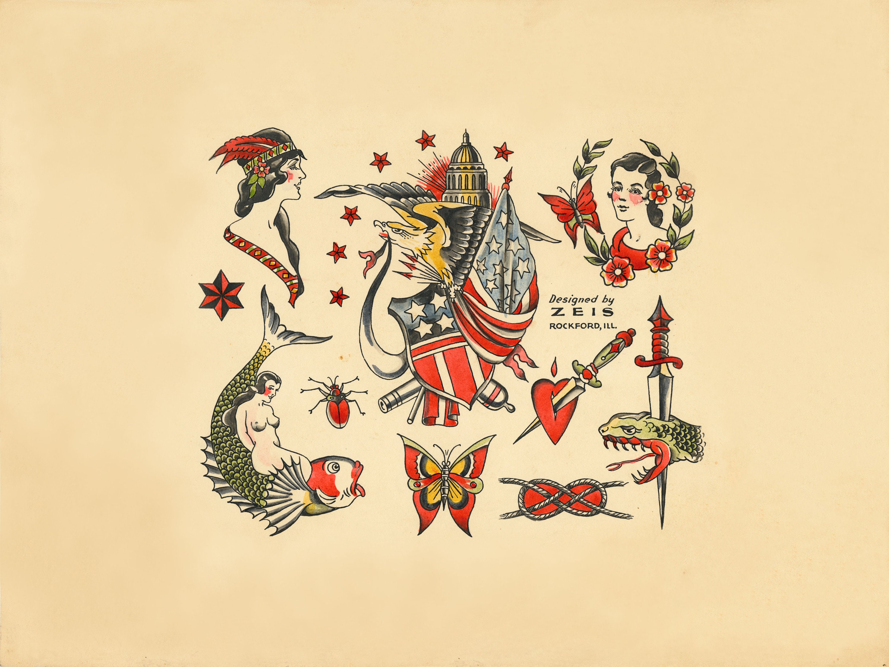 Traditional Tattoo Art Vintage Tattoo Flash Tattoo Print - Etsy