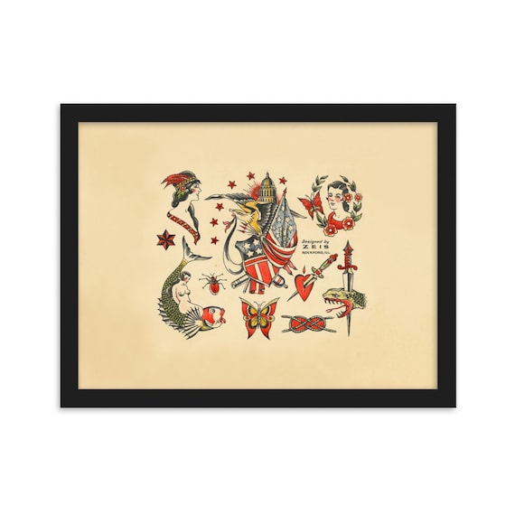 Traditional Tattoo Art | Vintage Tattoo Flash | Tattoo Print