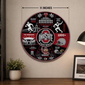 Ohio State Football History Wall Sign | 11 Inch 3D Printed Buckeyes Fan Decor