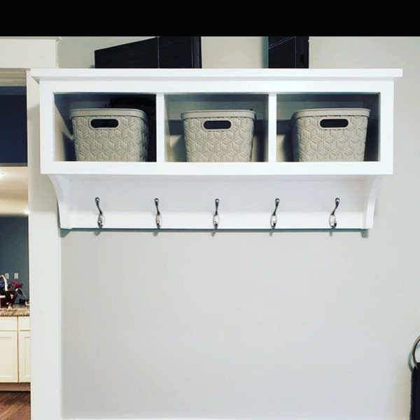 Wonderful 3 Cubby Storage shelf, Wall Hanging,  Coat Rack,  Storage Cubes, Basket Storage, Entryway organizer