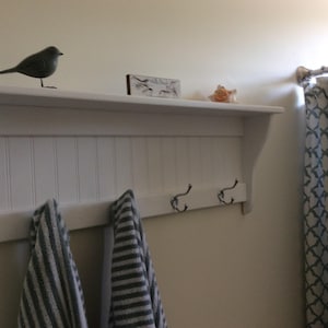 Charming Coat Rack Wall Shelf / Country Coat Rack with Shelf / Wood Wall Shelf 36” Wide