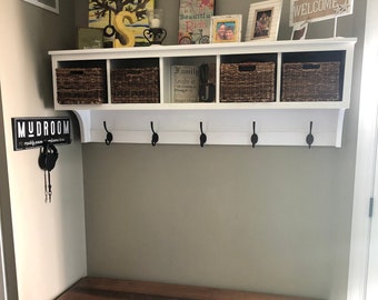 Divine Coat Rack and Bench / Mudroom , Hallway , Laundry Room, Entryway Bench and Shelf Set / Home Furnishings for Entryway / Shoe Storage