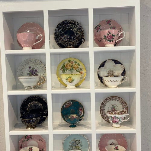 Tea Cup and Saucer Display Rack Stand Teacup Shelf Wall White Etsy