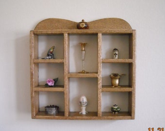 Shadow Box Wood Wall Shelf Reversible Wall Hanging Oak Shelf