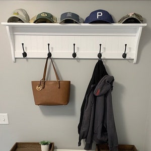 Storage Coat Rack, Hanging Wall Shelf, Shelf with Coat Hooks, Home Display Shelf image 1