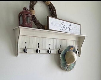 Coat Rack, Wood wall shelf with Coat Hooks, Hallway Shelf and Coat Rack, Clothes Hanger with Shelf , Bedroom Furniture