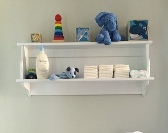 Diaper Station, Nursery Shelf with Storage, Baby Changing Station, Home Shelf with Deep Storage, Wood Wall Shelf, Nursery Decor