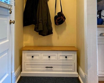 Hallway Storage Bench, Show Storage, Bedroom Bench,  Wood Bench, Farmhouse Entryway Mudroom Bench