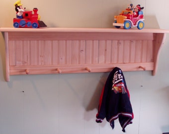 Distressed Antiqued Wood Wall Shelf 30 Inch Primitive