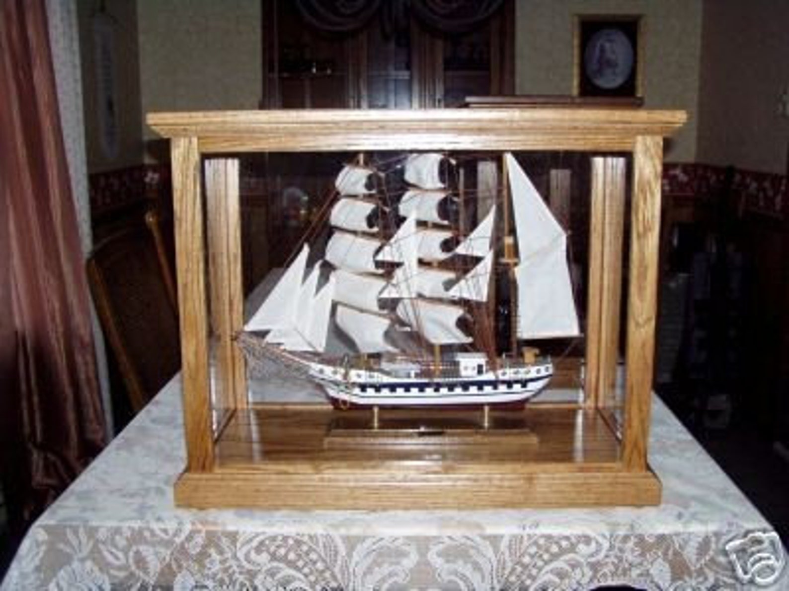Model Ship Display Case Oak Etsy