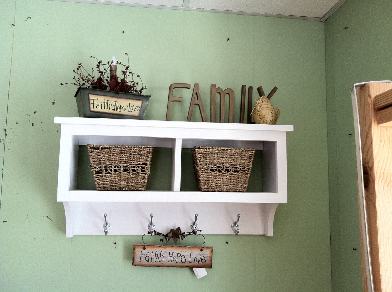 Splendid Coat Rack Cubby Wood Wall Shelf Cubby Shelf With Etsy