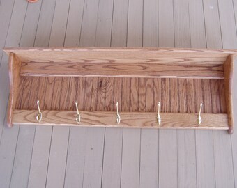 Cottage Wood Coat Rack,  Wall Shelf Country,  Rustic Wall Hanging 42"