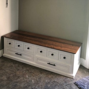 Hallway Boot Bench: Solid Oak Top, Mudroom Storage image 4