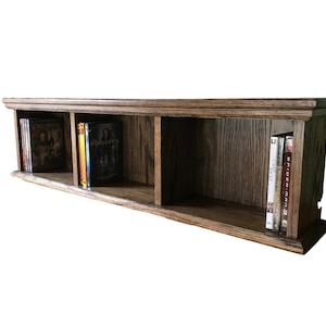 DVD Wall Cabinet Oak Wood Wall Hanging Storage Unit Display Rack DVD Holder for the Wall Wooden Wall Shelf Display Office Shelf Storage