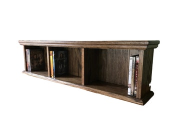 DVD Wall Cabinet Oak Wood Wall Hanging Storage Unit Display Rack DVD Holder for the Wall Wooden Wall Shelf Display Office Shelf Storage