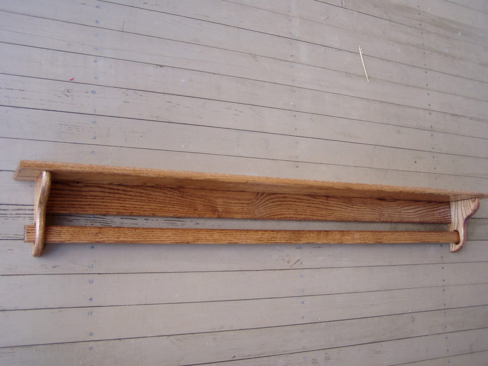 Quilt Hanger With Shelf 48 Inch Oak Quilt Rack Wall Hanging Etsy