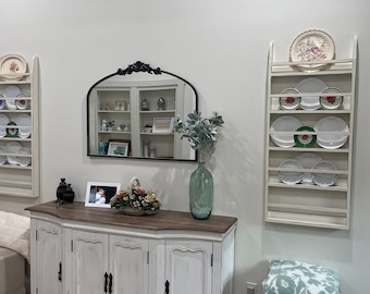 Wooden Plate Rack: Wall Hanging Dish & Platter Display Shelf
