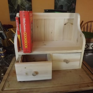Cook Book Recipe Display Rack Counter Top Shelf Recipe Drawers Country Primitive Unfinished