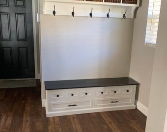 Mudroom Bench and Coat Rack with Cubbies