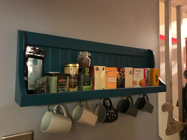 Hanging Wall Coffee Bar Station Wall Shelf Coffee Station Etsy