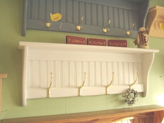 Handcrafted White Pine Coat Rack With Shelf: Hallway Organizer