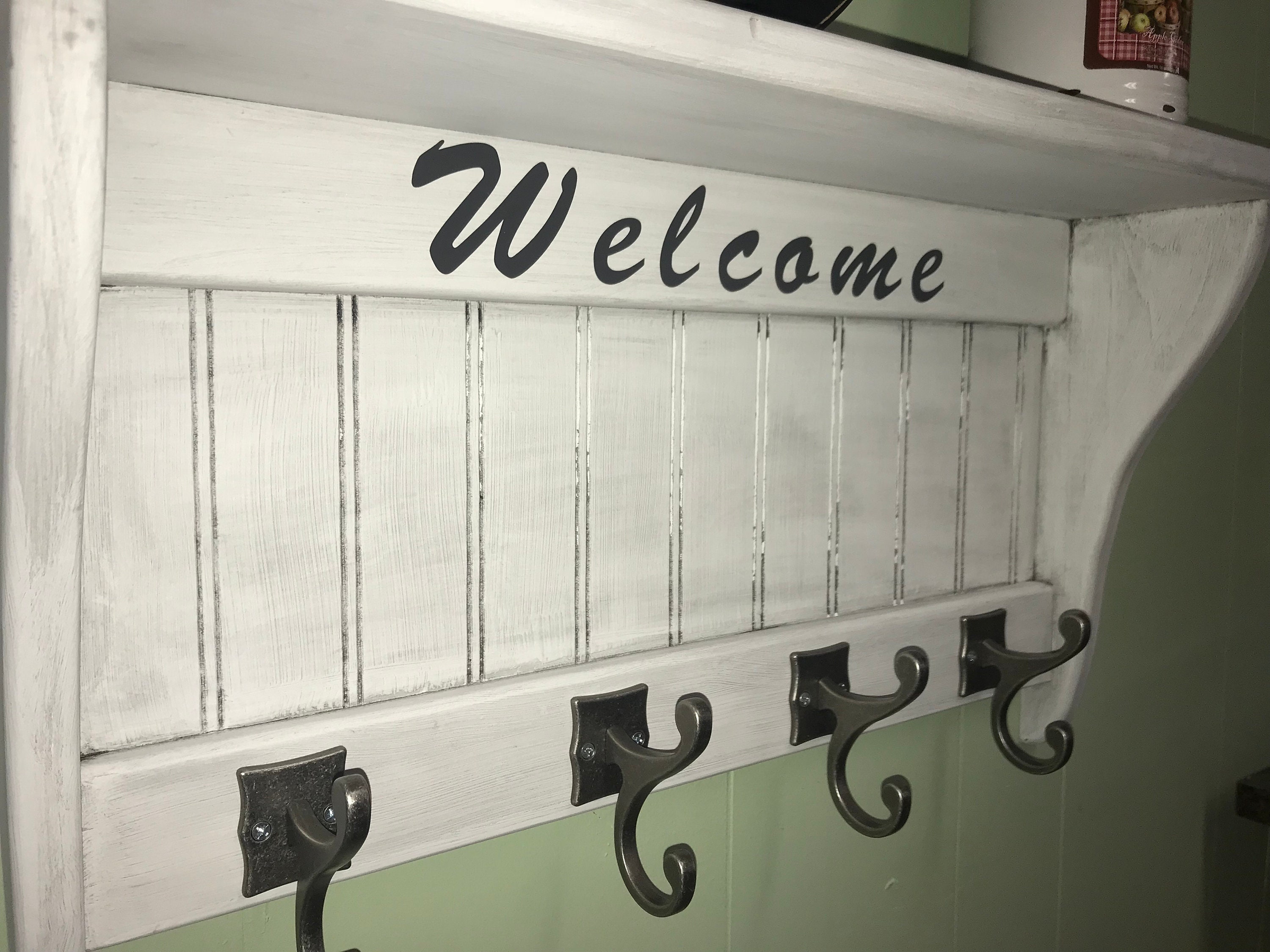 Coat Rack Entryway Wall Mounted Shelf With Hooks Etsy