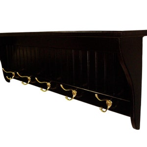 Coat Rack , Wood Wall Shelf with Coat Hooks , Clothes Hanger , Coat Hanger , Hallway Shelf