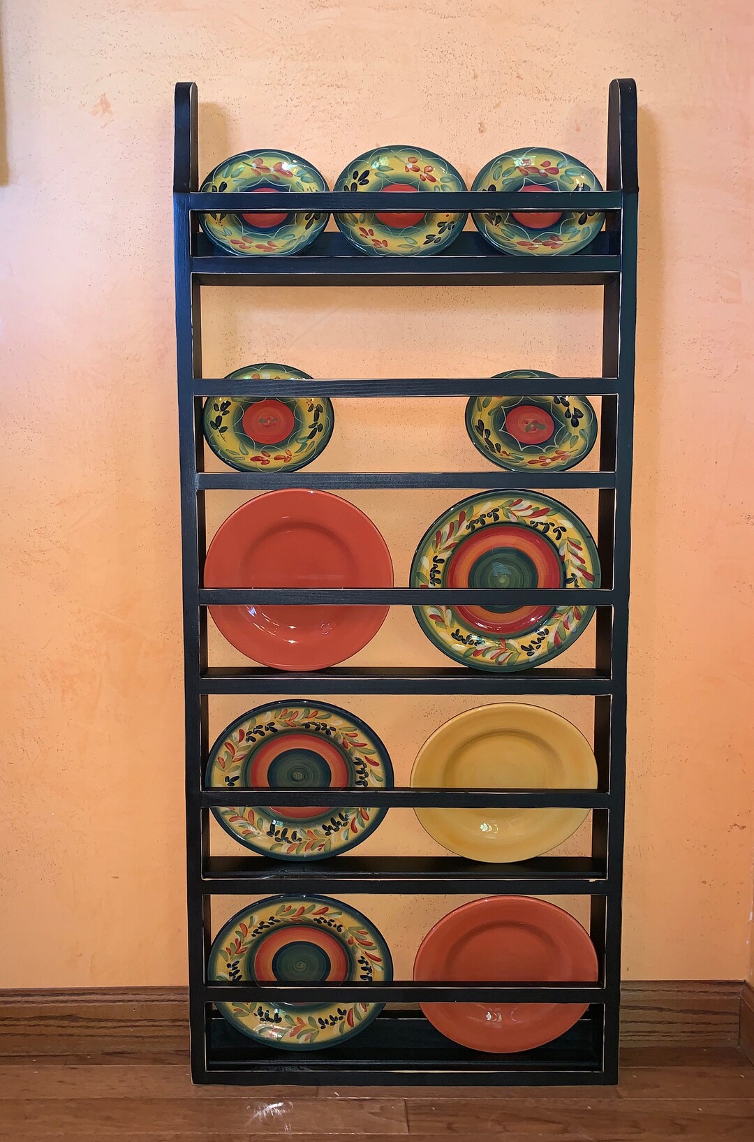 Farmhouse Plate Rack: Distressed Black Rustic Wall Hanging - Etsy
