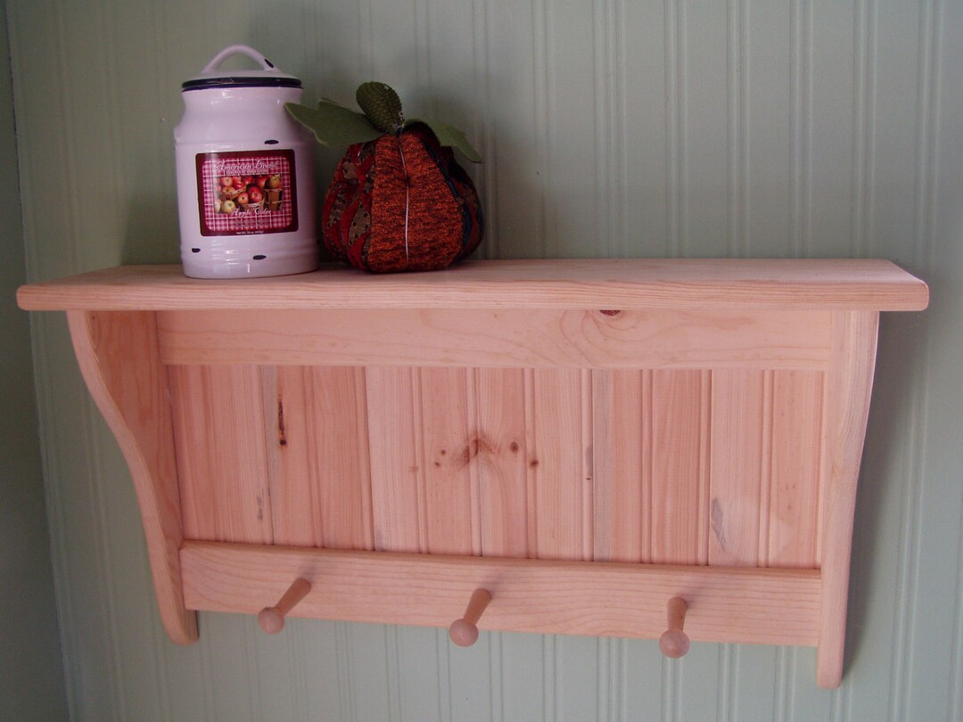 So Many Possibilities Unfinished Pine Wall Shelf, Charming Shaker Peg
