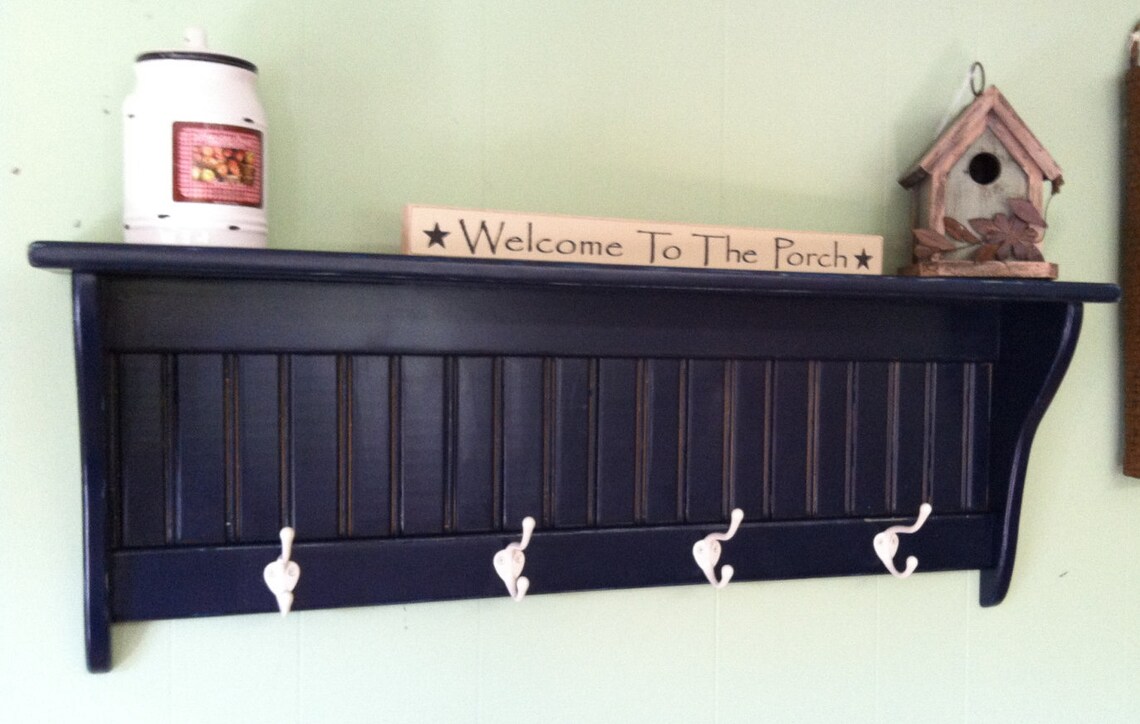 Charming Rustic Country Coat Rack Coat Hooks Wall Shelf Etsy