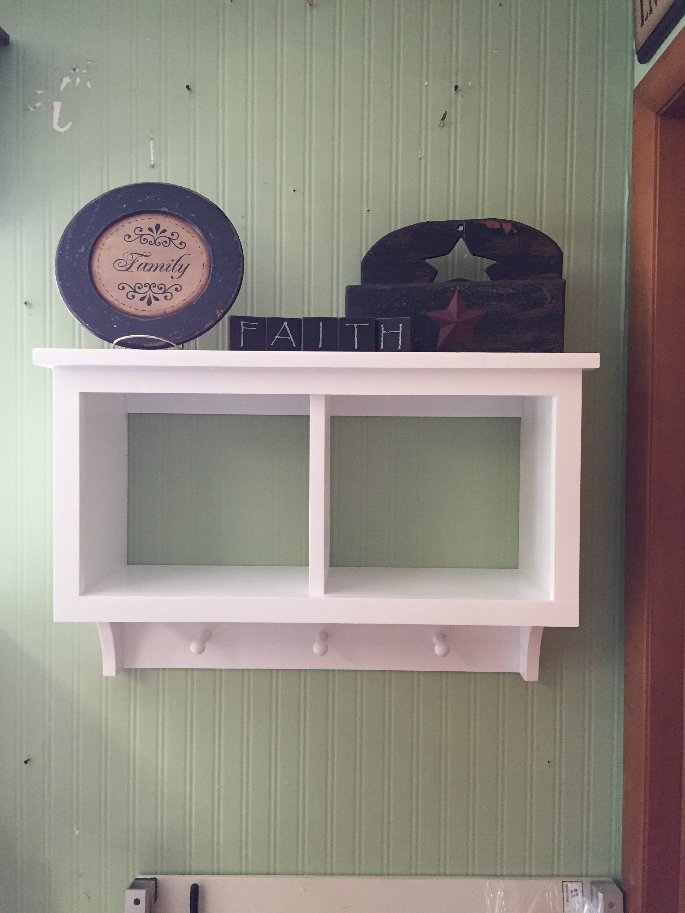 Wall Hanging Cubby Coat Rack Shaker Wood Shelf Etsy