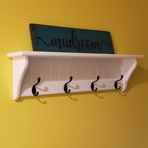 Increíble perchero de pared, organizador de entrada, toallero, ganchos para llaves, soporte para correa, estante para vestíbulo hecho a mano con ganchos para abrigos