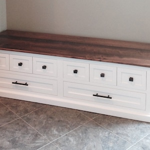 Hallway Boot Bench: Solid Oak Top, Mudroom Storage image 9