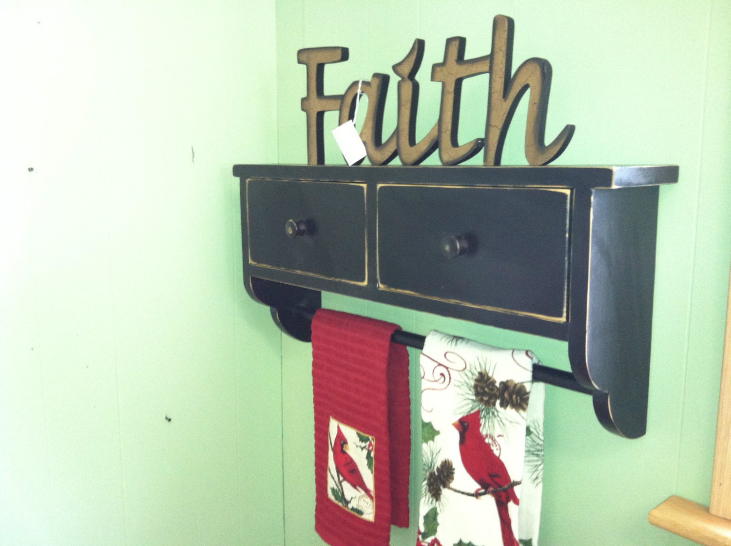 Towel Rack Wood Display Shelf Recipe Holder Country Primitive Etsy