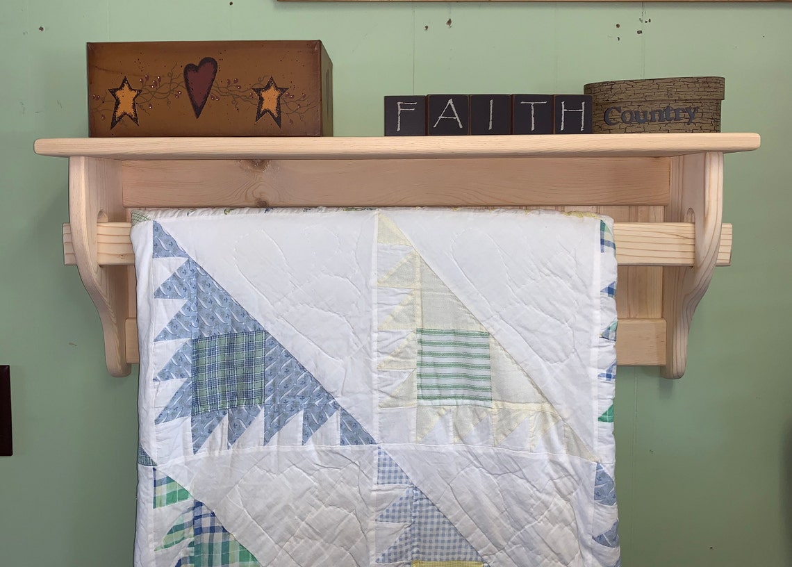 Blanket Rack Holder Wall Hanging Wood Quilt Rack Unfinished Etsy