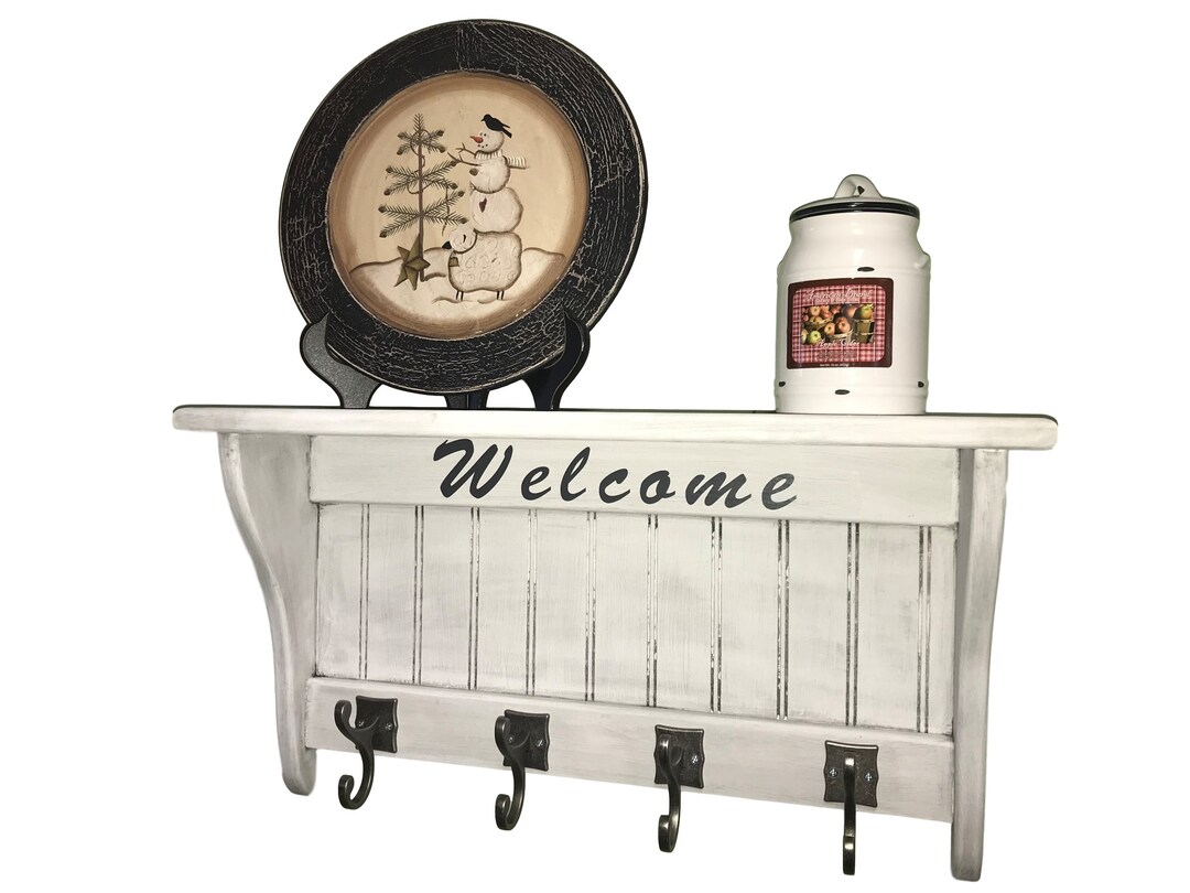 Hello Coat Rack Charming Coat Rack - Entryway, Wall Mounted, Shelf With Hooks, Welcome ...