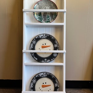 Beautiful Wall Hanging Wood Plate Rack , Farmhouse Wall Shelf , Hanging Display Shelf for Plates