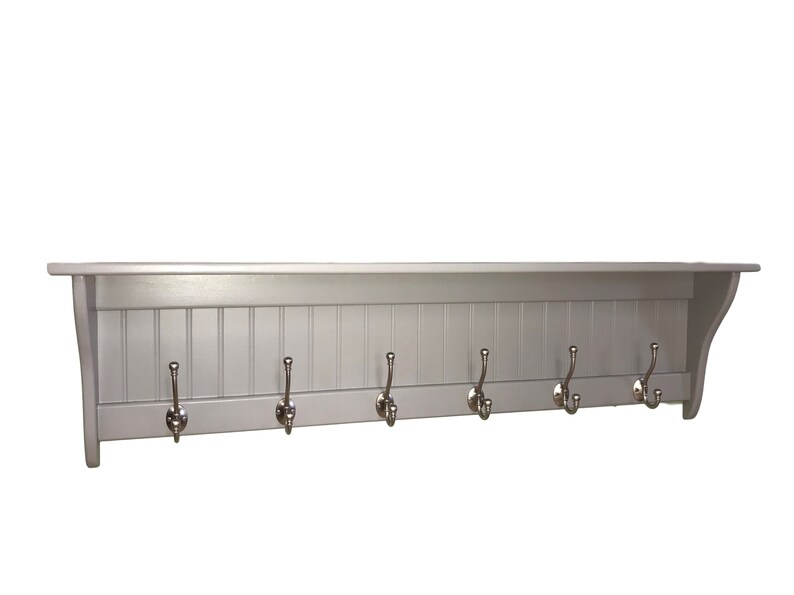 Attractive Large Coat Rack Wall Shelf Gray Hallway Hat Etsy